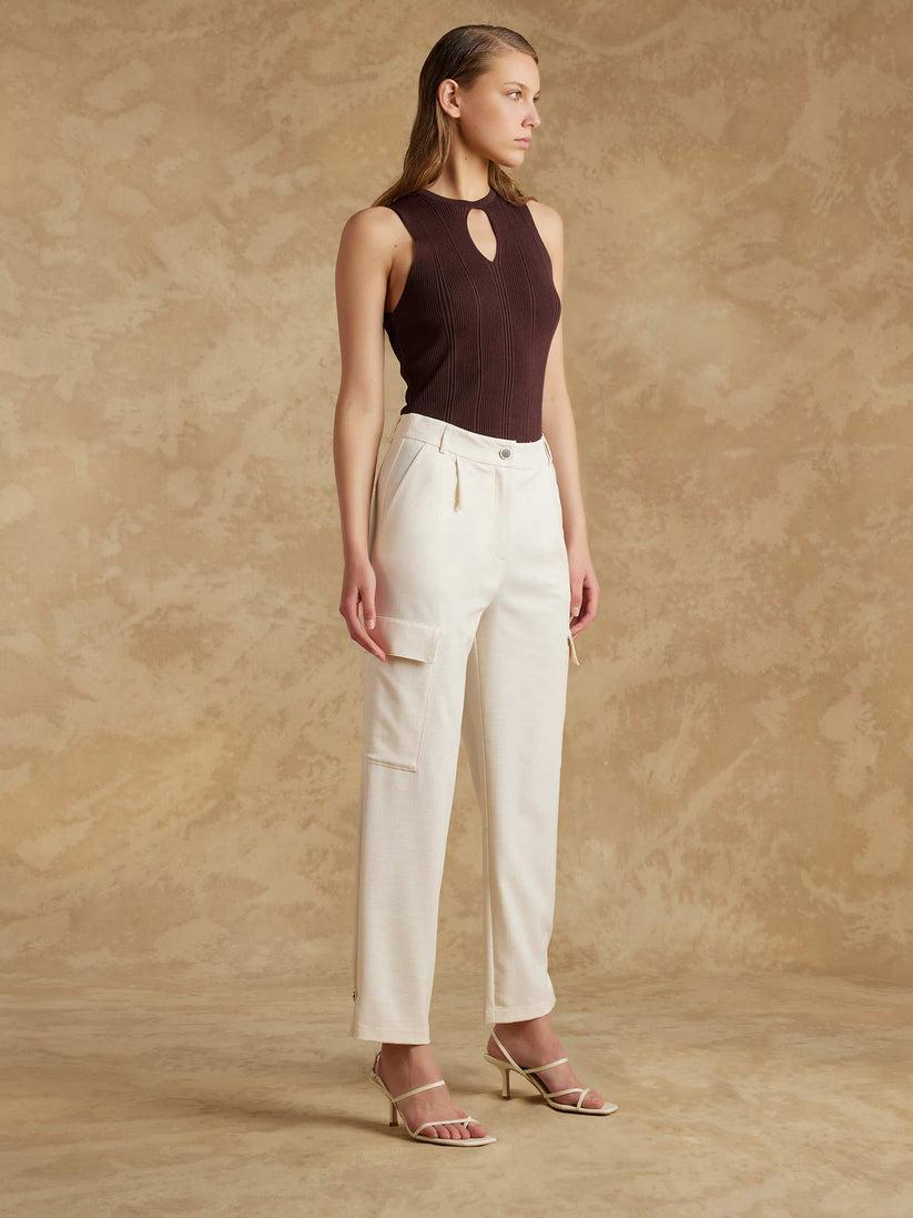 Space Simona Corsellini Pantalone cargo in tramato luxury Vendita Calda