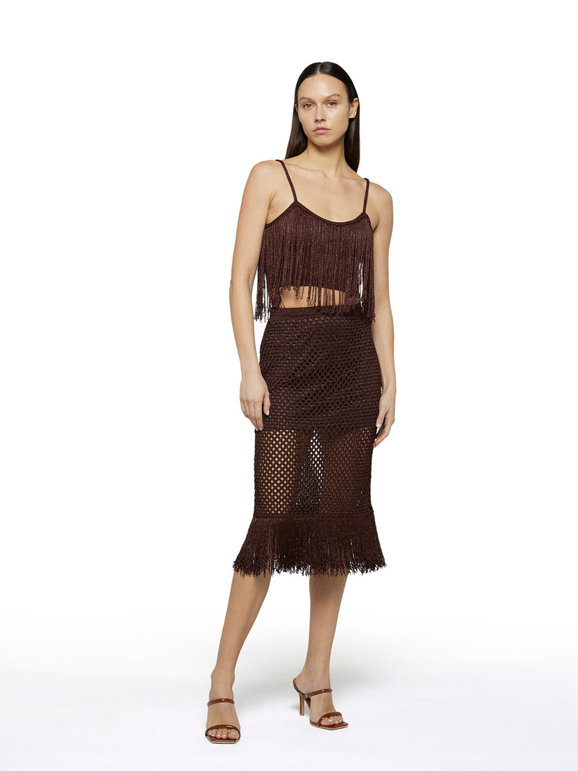 Space Simona Corsellini Top in crochet lurex con frange Vendita Economica