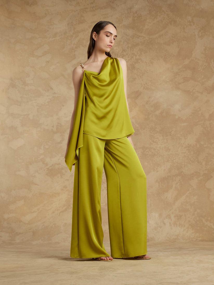 Space Simona Corsellini Pantalone palazzo in raso fluido Vendite Flash