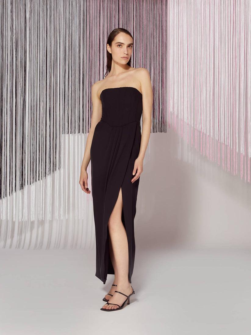 Space Simona Corsellini Abito lungo effetto bustier in poly fluido Promozione