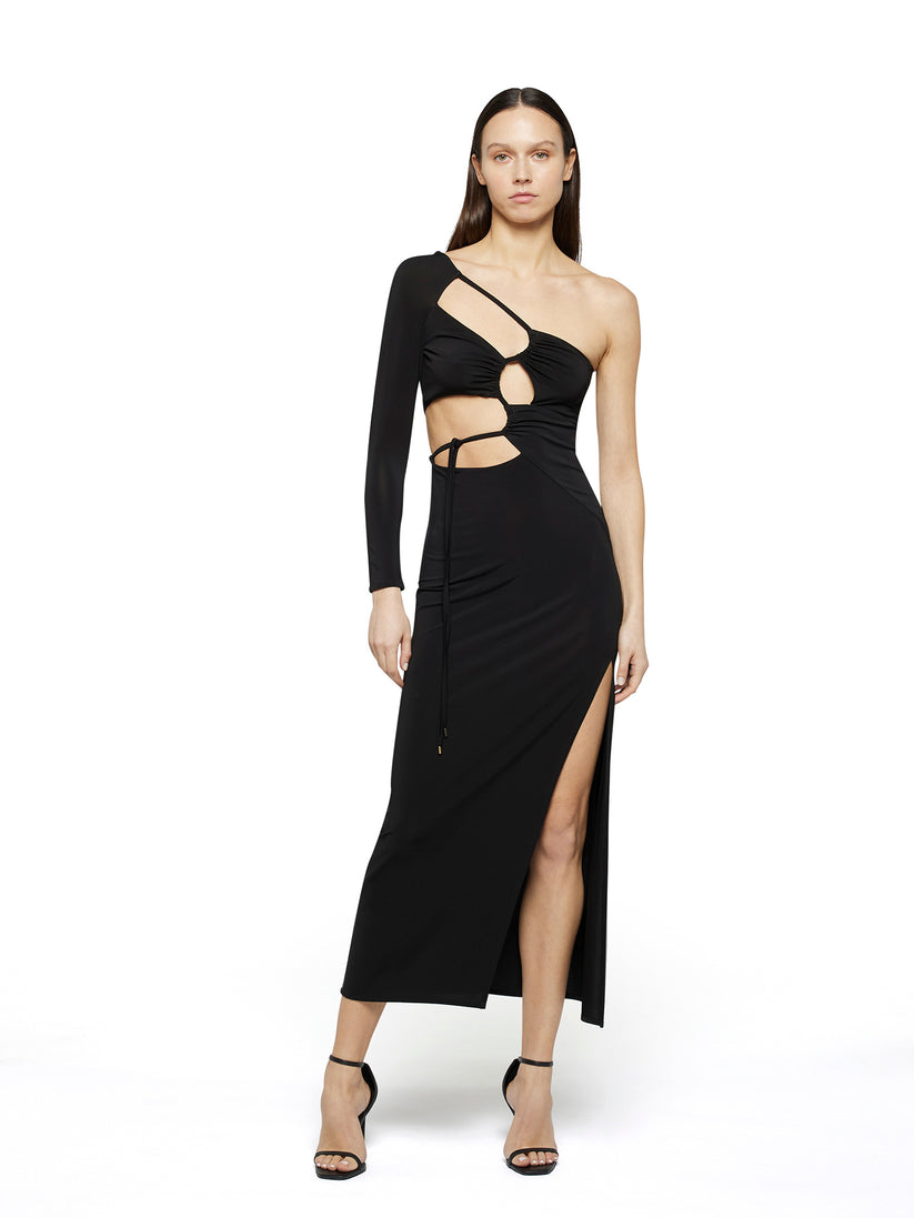 Space Simona Corsellini Abito midi cut-out monomanica in jersey Soddisfazione Garantita
