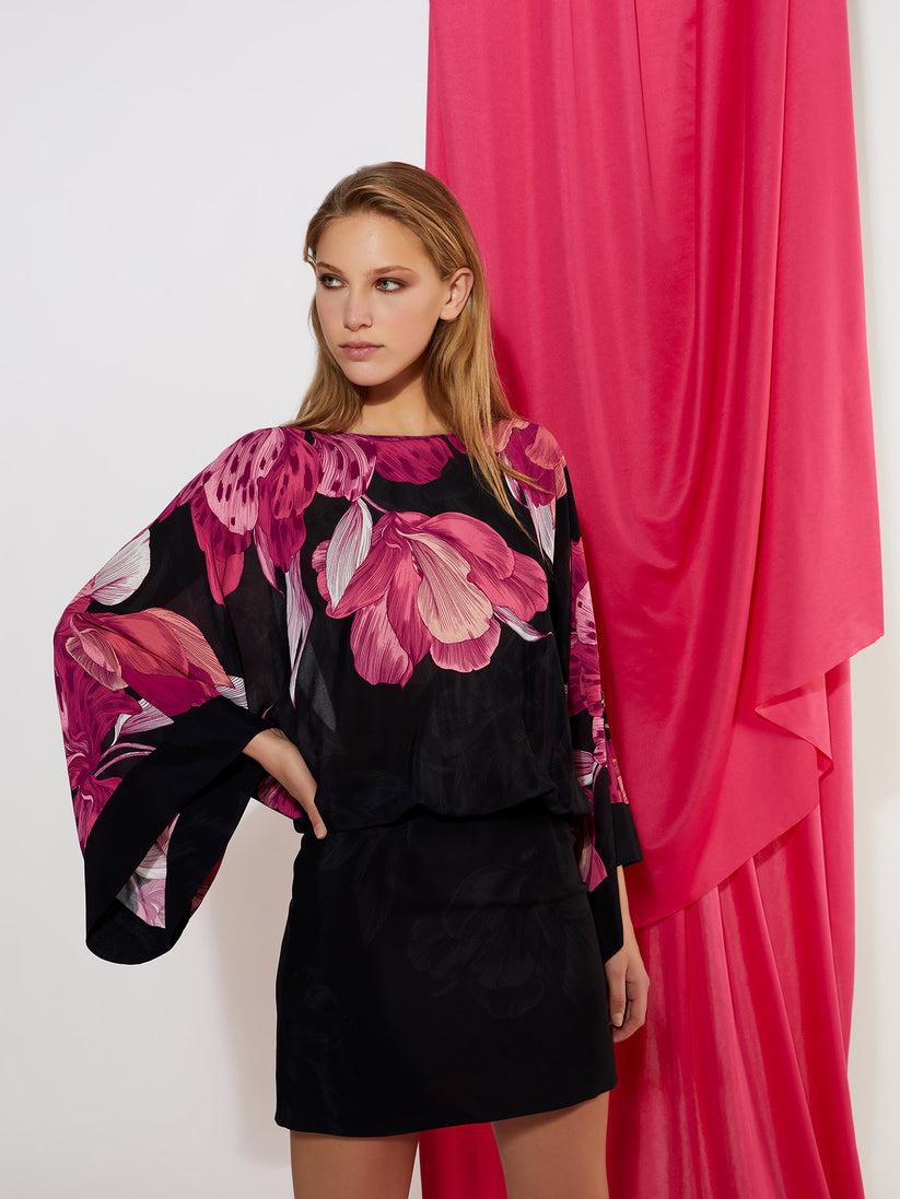Space Simona Corsellini Abito corto sblusato in stampa fiore piazzato Shopping Online