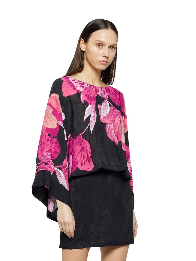 Space Simona Corsellini Abito corto sblusato in stampa fiore piazzato Shopping Online
