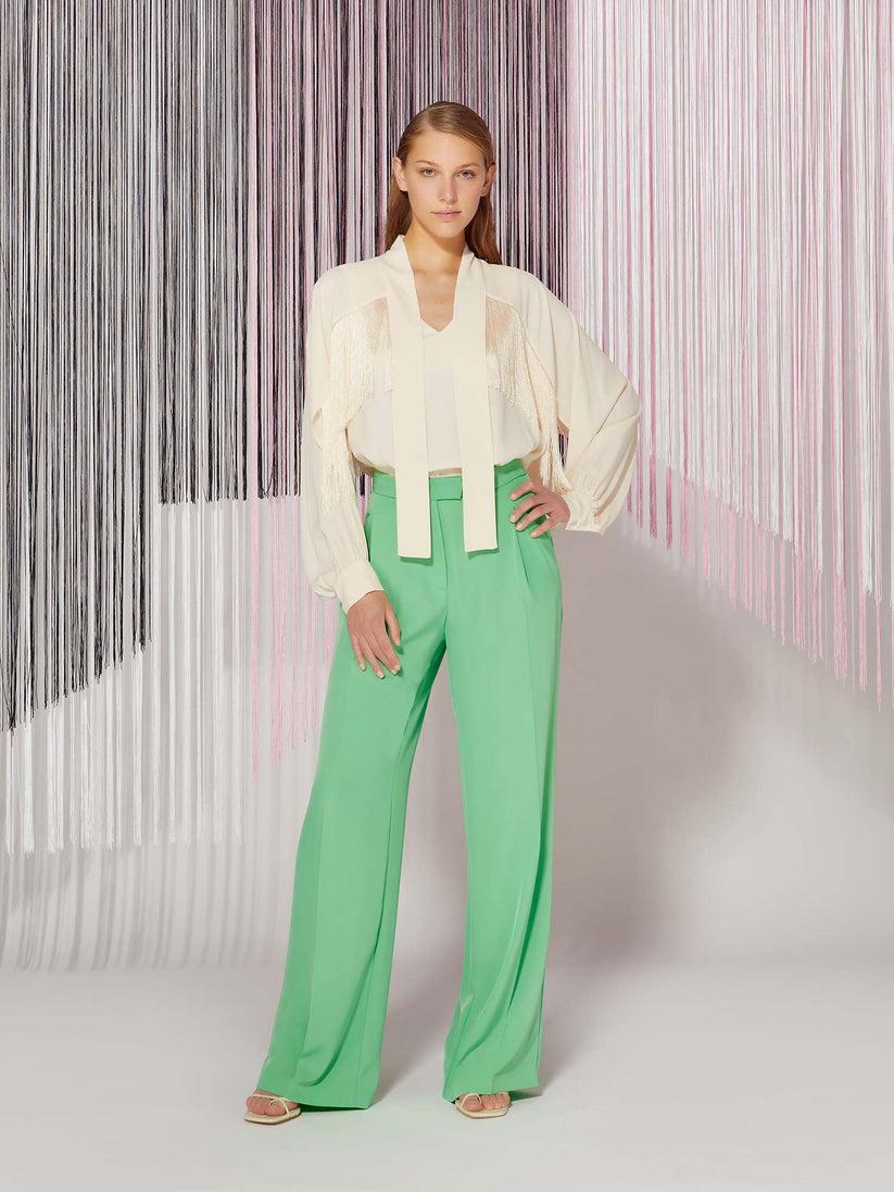 Space Simona Corsellini Blusa in acetato seta con frange Offerte