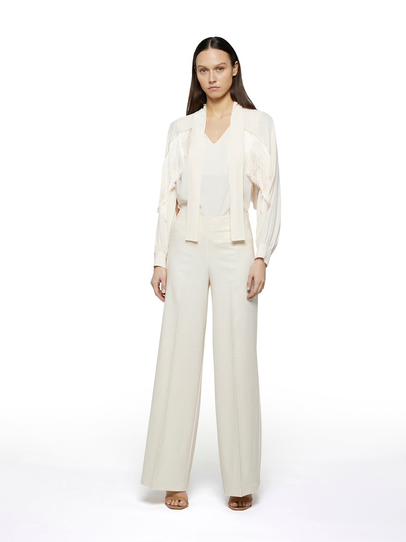 Space Simona Corsellini Blusa in acetato seta con frange Offerte