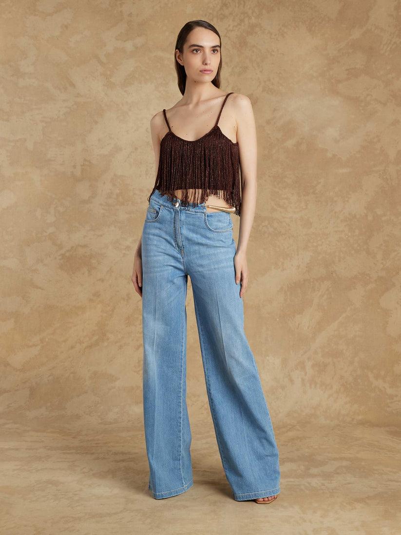 Space Simona Corsellini Denim largo in tela comfort meccanico Hotsell