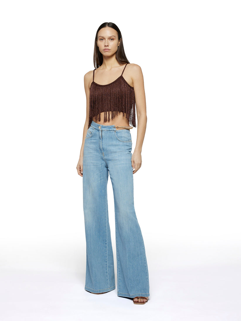 Space Simona Corsellini Denim largo in tela comfort meccanico Hotsell