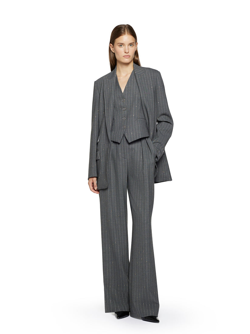Space Simona Corsellini Pantalone Largo gessato con doppia pence Moda