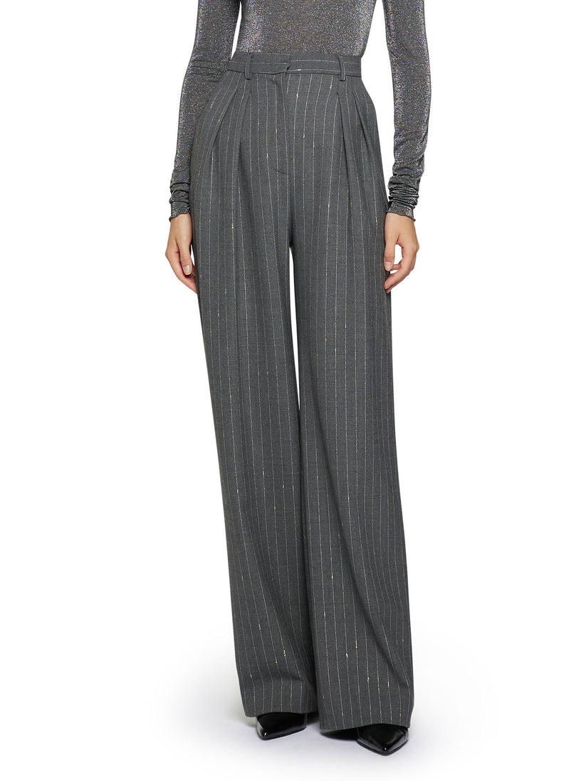 Space Simona Corsellini Pantalone Largo gessato con doppia pence Moda