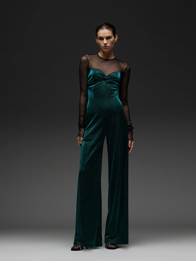 Space Simona Corsellini Tuta in jersey lurex con inserto in tulle Italia