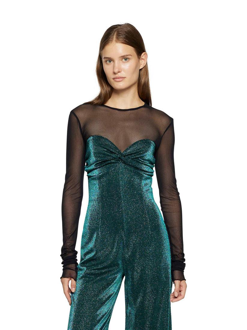 Space Simona Corsellini Tuta in jersey lurex con inserto in tulle Italia