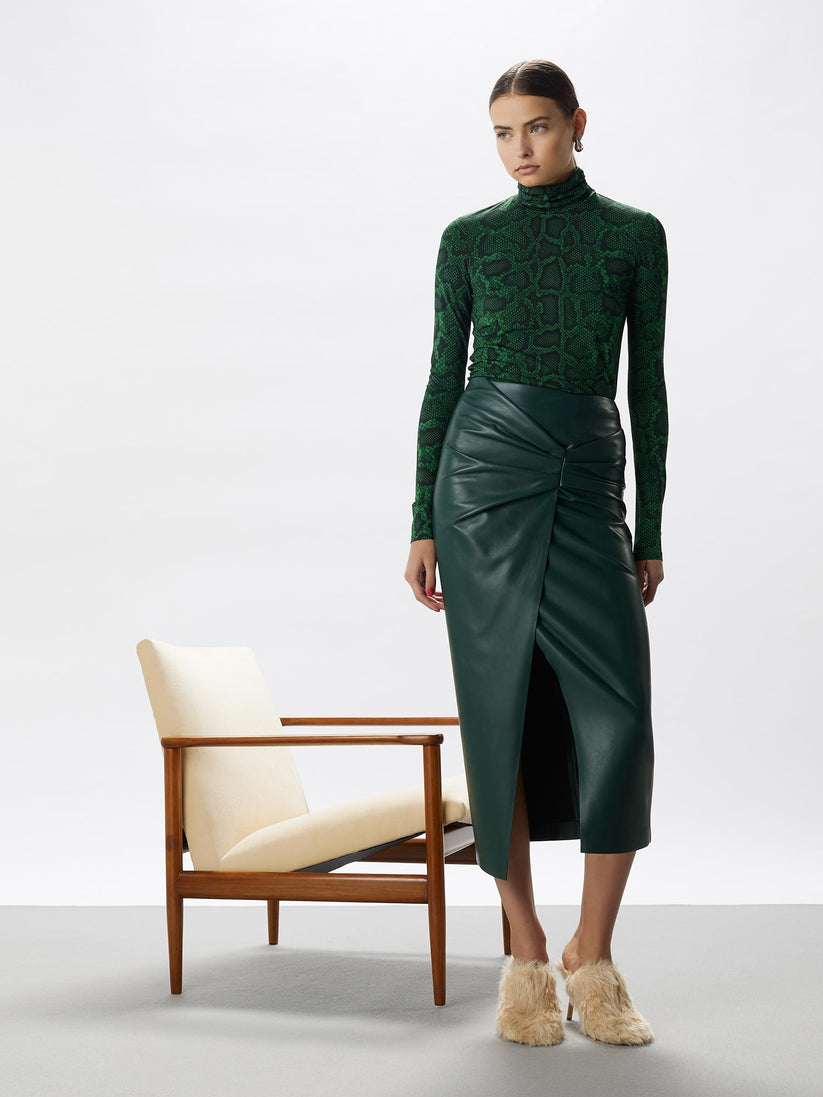 Space Simona Corsellini Gonna in vegan leather con nodo in vita Acquista Ora