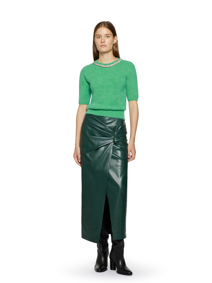 Space Simona Corsellini Gonna in vegan leather con nodo in vita Acquista Ora