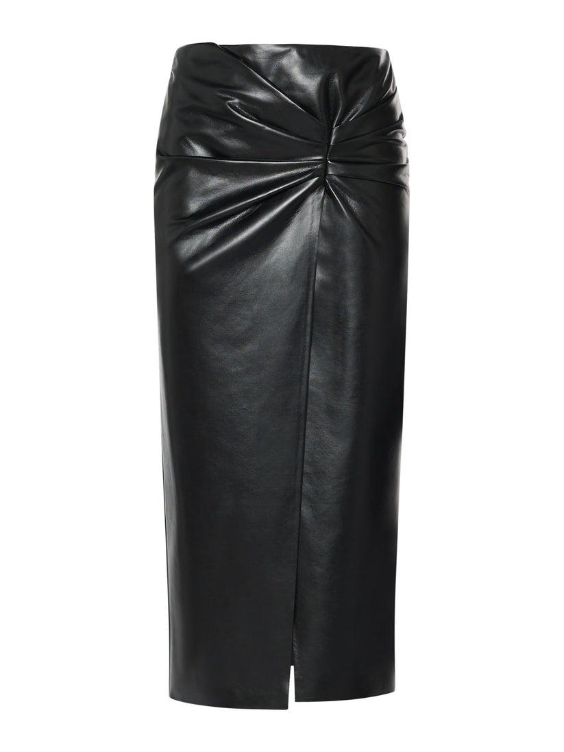 Space Simona Corsellini Gonna in vegan leather con nodo in vita Economico