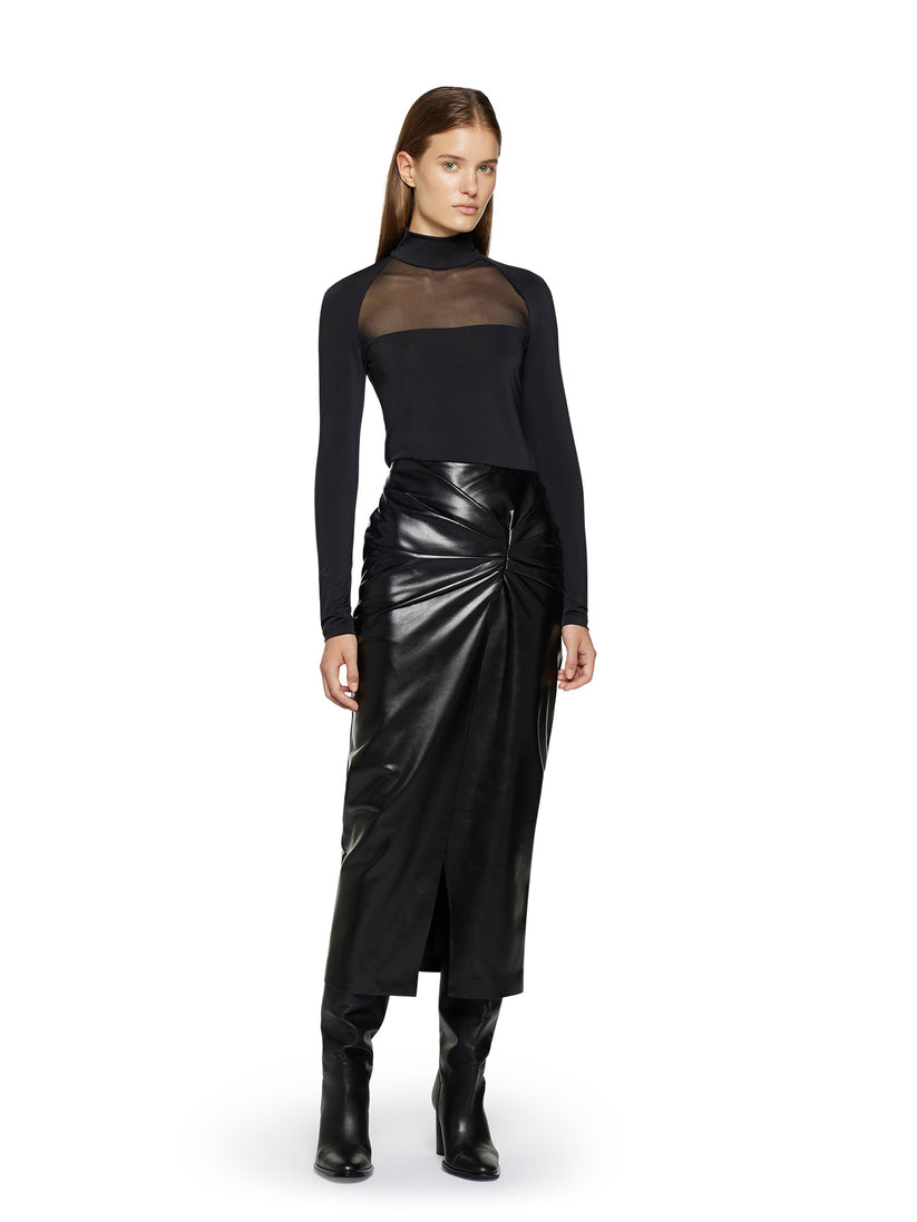 Space Simona Corsellini Gonna in vegan leather con nodo in vita Economico