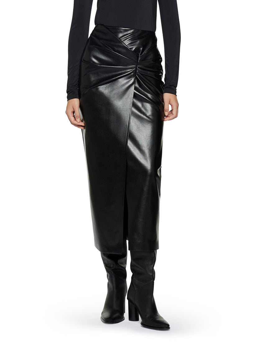 Space Simona Corsellini Gonna in vegan leather con nodo in vita Economico