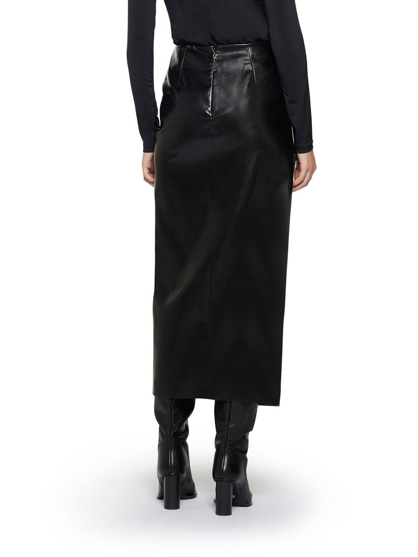 Space Simona Corsellini Gonna in vegan leather con nodo in vita Economico