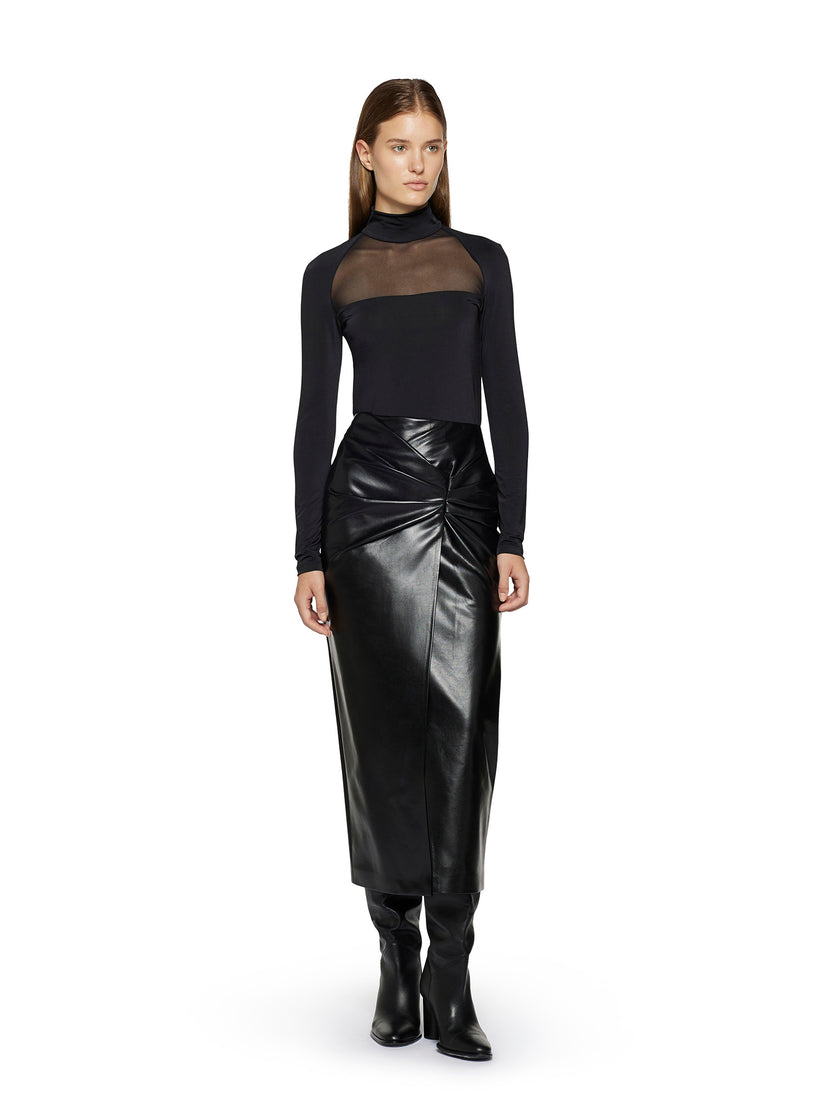 Space Simona Corsellini Maglia a collo alto in jersey e inserto in tulle In Vendita