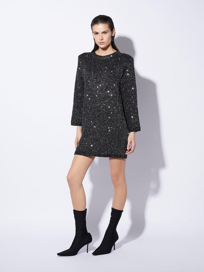 Space Simona Corsellini Abito in paillettes con over dietro Hotsell