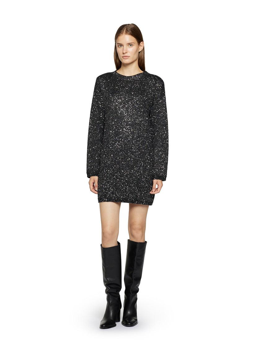 Space Simona Corsellini Abito in paillettes con over dietro Hotsell