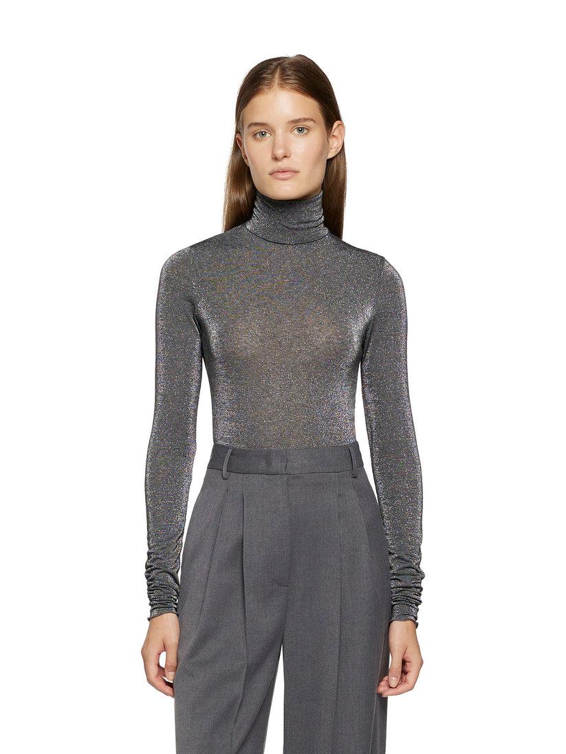 Space Simona Corsellini Dolcevita maniche lunghe in tulle lurex Vendite Flash