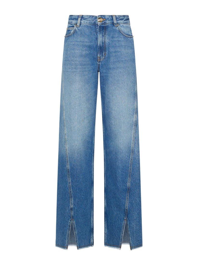 Space Simona Corsellini Denim largo con spacchi in fondo Vendita