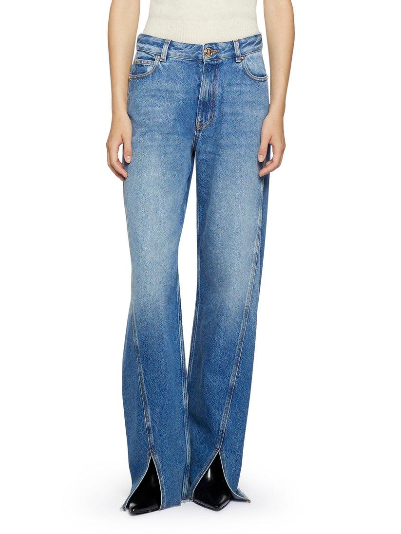 Space Simona Corsellini Denim largo con spacchi in fondo Vendita