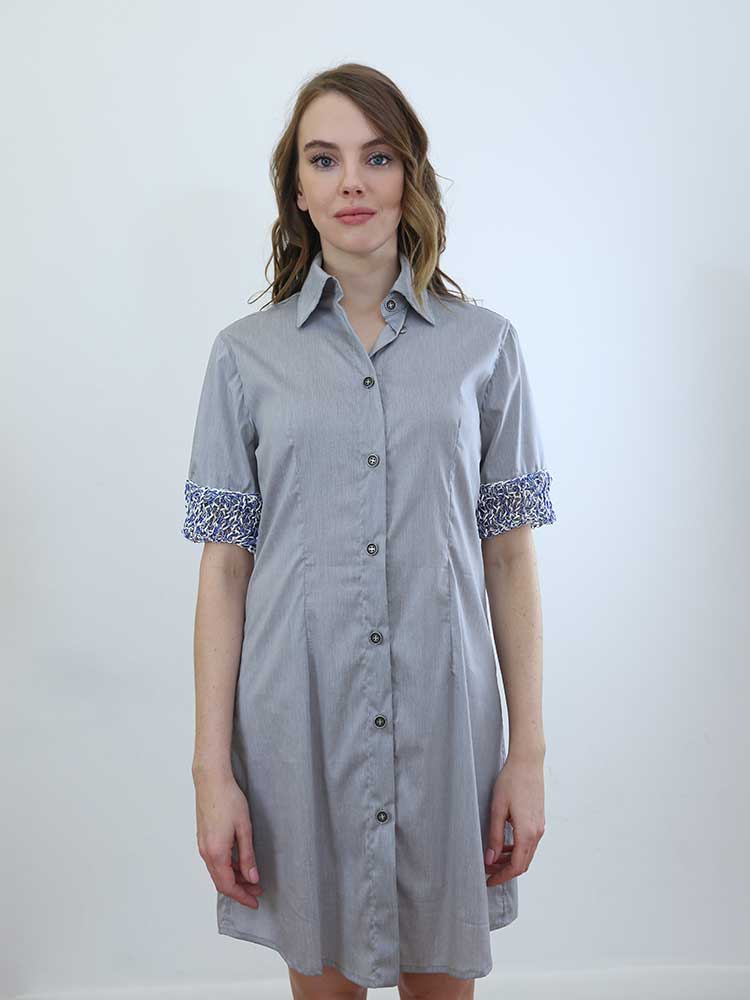 Tricot à Porter ABITO A CAMICIA MIDI BORDO MANICHE CROCHET Pezzi Unici