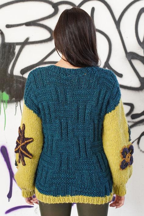 Tricot à Porter Bicolor sleeves flower Outlet