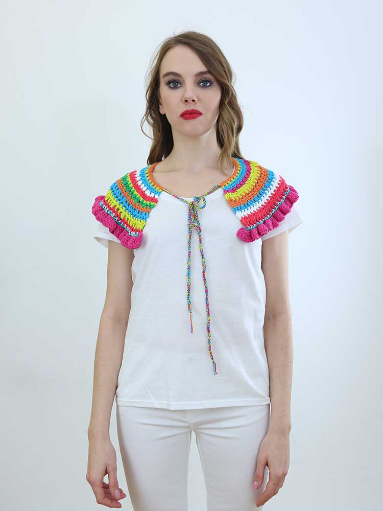 Tricot à Porter COLLO MULTICOLOR CROCHET Qualità Garantita