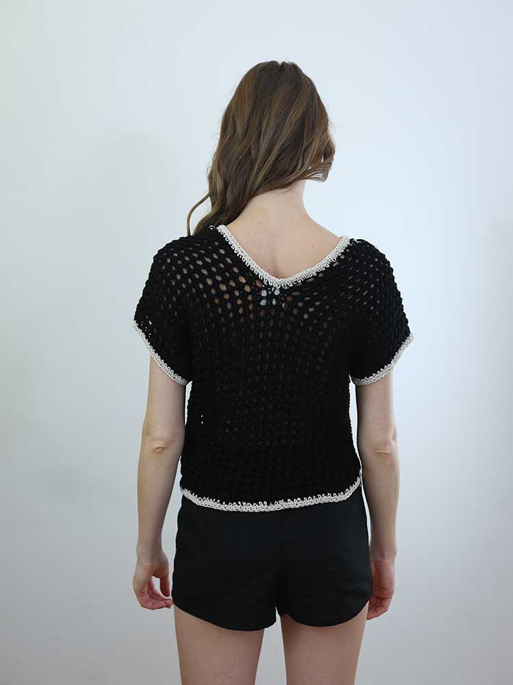 Tricot à Porter MAGLIA CUBO SENZA MANICHE SCOLLO V CON FRANGE Presa