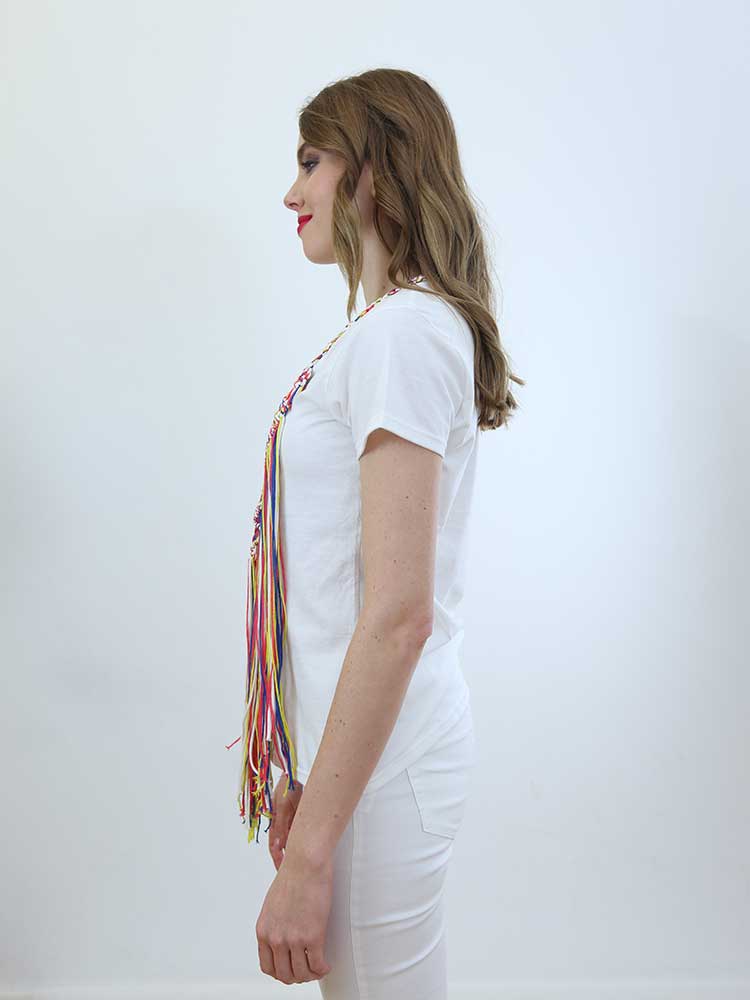 Tricot à Porter T-SHIRT APPLICAZIONE CROCHET E FRANGIA Offerte