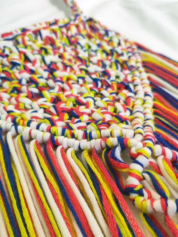 Tricot à Porter T-SHIRT APPLICAZIONE CROCHET E FRANGIA Offerte