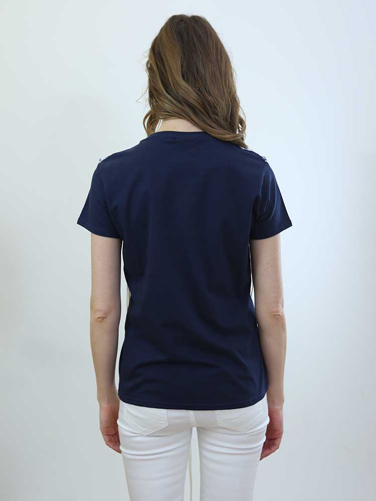 Tricot à Porter T-SHIRT CON APPLICAZIONE A RETE E FRANGE Hotsell