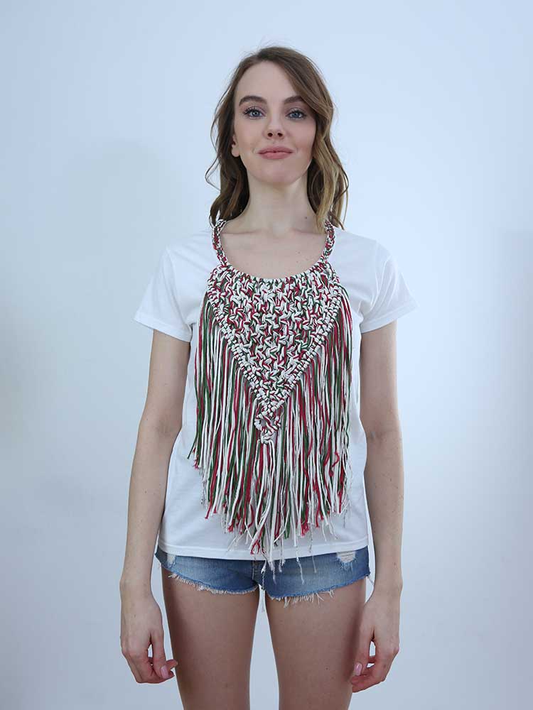 Tricot à Porter T-SHIRT CON APPLICAZIONE CROCHET Vendita Calda