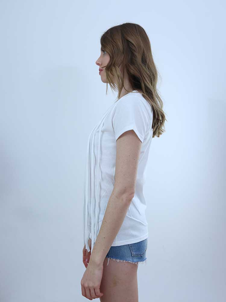 Tricot à Porter T-SHIRT CON FRANGE IN JERSEY Vendita Economica