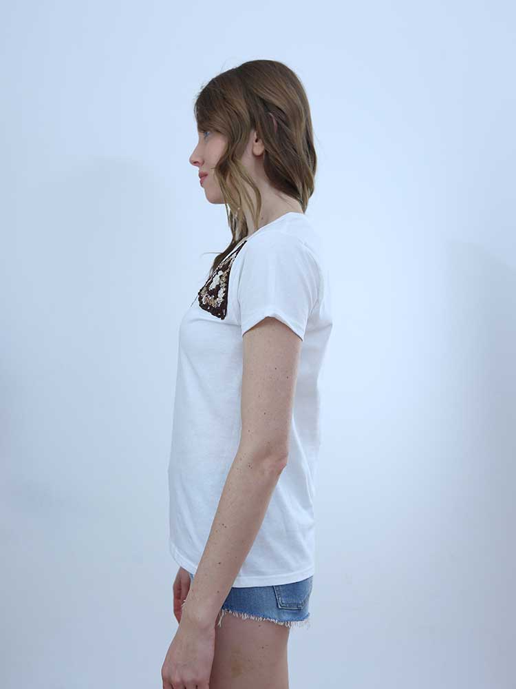 Tricot à Porter T-SHIRT SCOLLO PROFONDO APPLICAZIONI CROCHET Vendite Flash