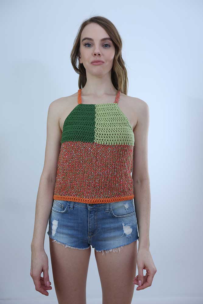 Tricot à Porter TOP CROPPED SPALLINE INCROCIATE In Saldo