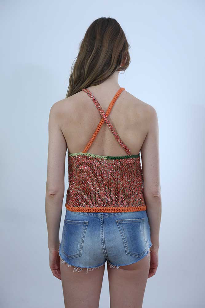 Tricot à Porter TOP CROPPED SPALLINE INCROCIATE In Saldo