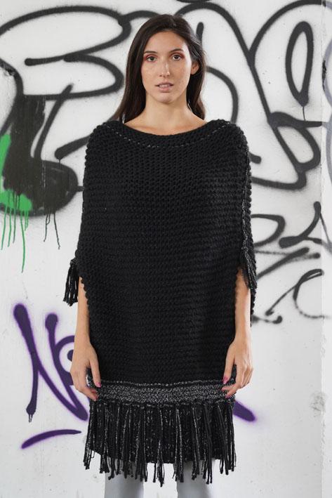 Tricot à Porter Fringe poncho Acquista Ora