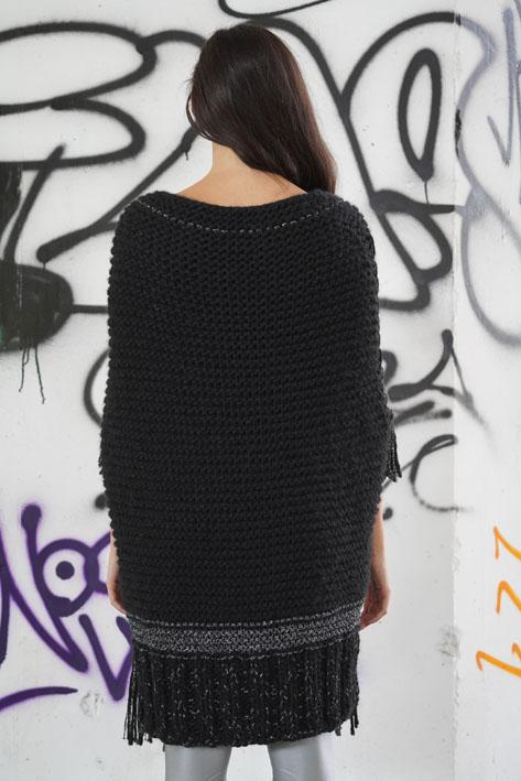 Tricot à Porter Fringe poncho Acquista Ora