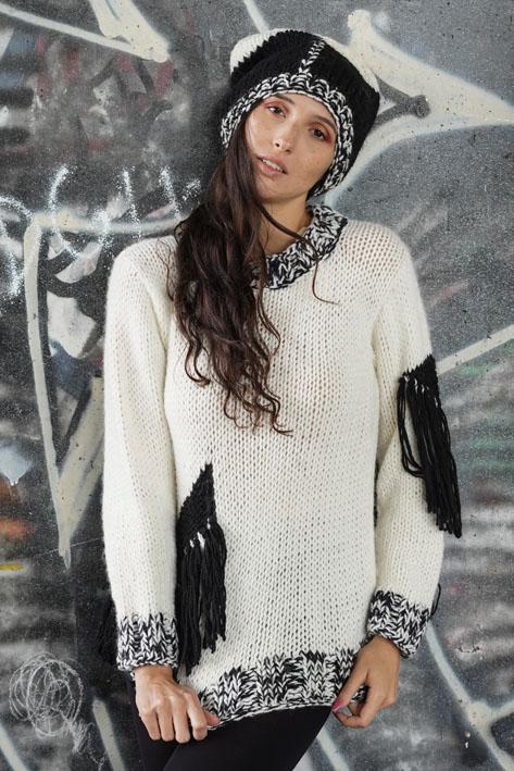 Tricot à Porter Melange border fringe In Saldo