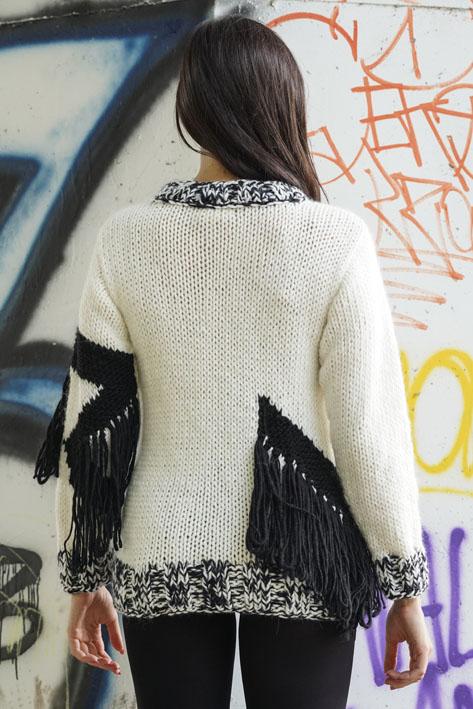 Tricot à Porter Melange border fringe In Saldo