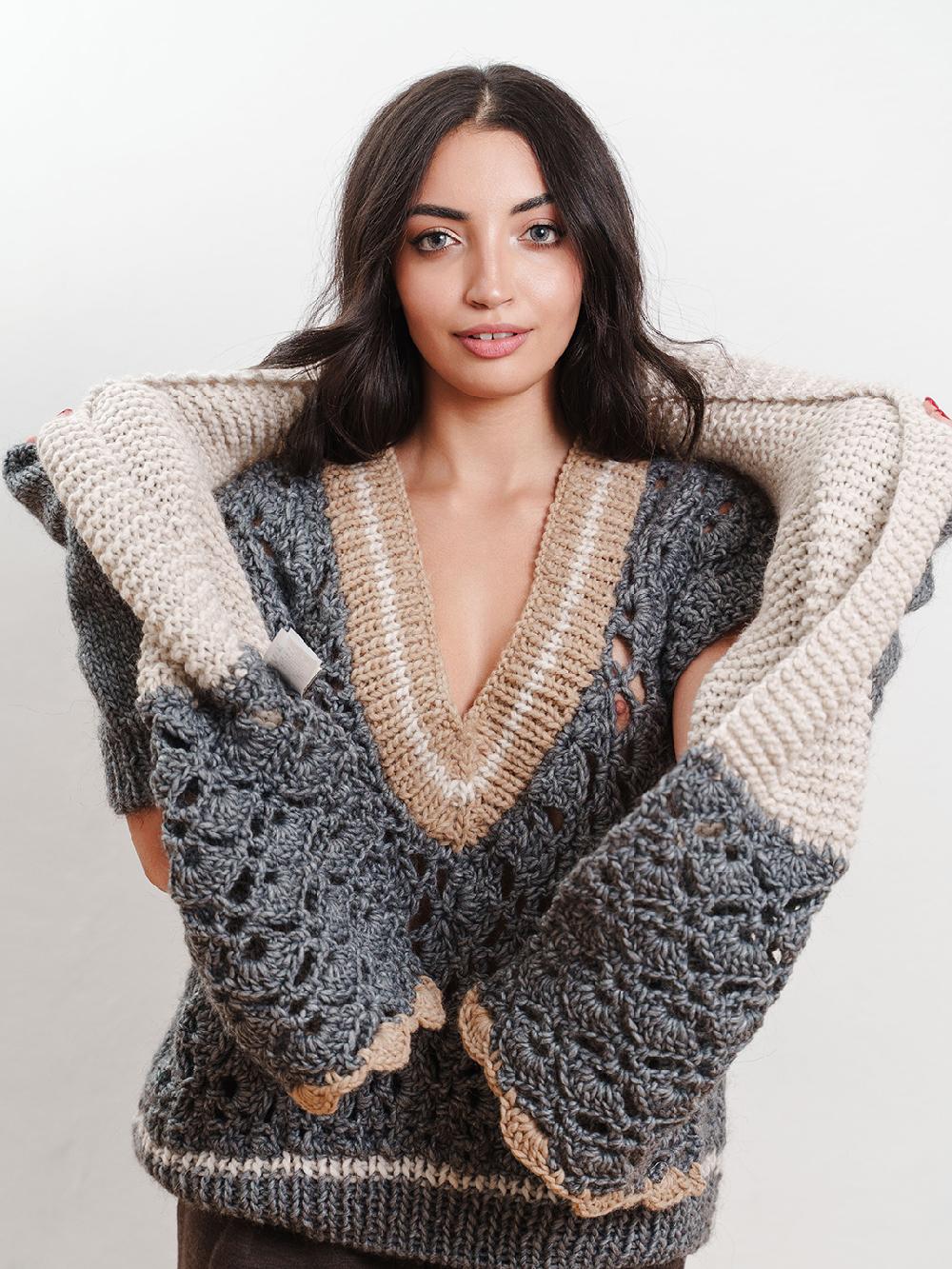 Tricot à Porter Sciarpa in maglia con bordi traforati finitura a smerlo Vendita