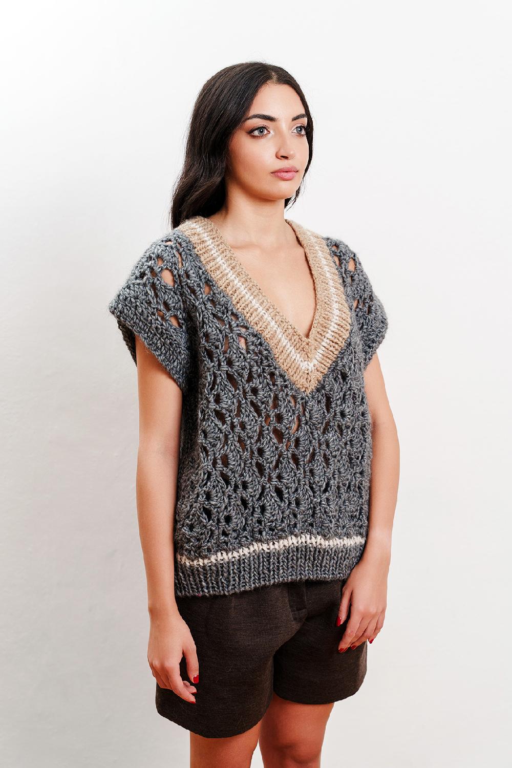 Tricot à Porter Gilet over traforato orli a coste Pezzi Unici