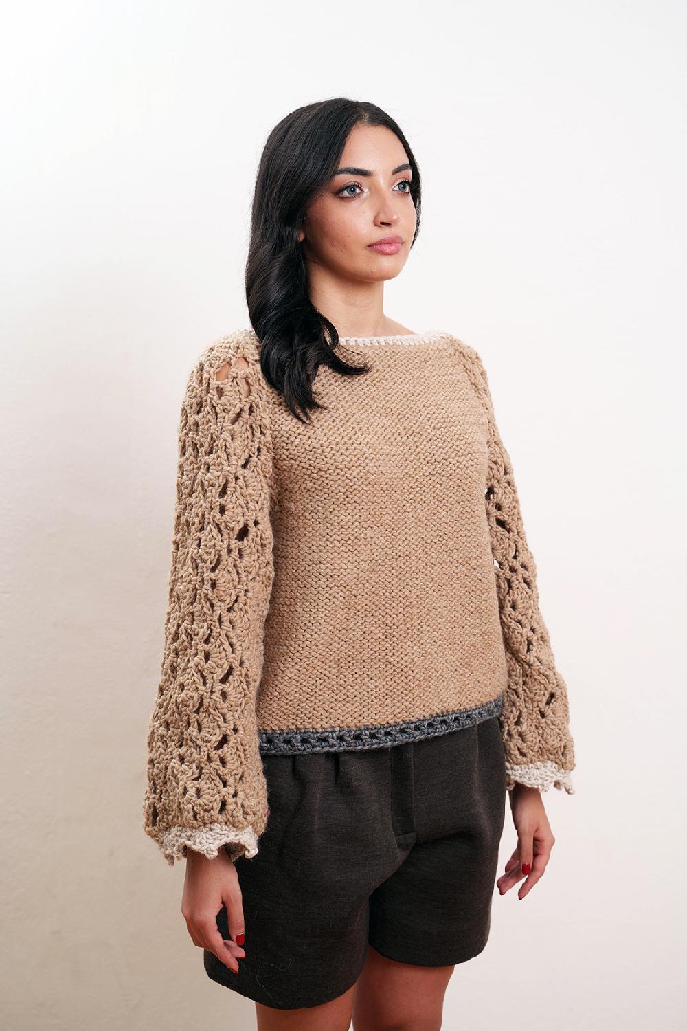 Tricot à Porter Maglia traforata scollo a barca manica ampia fondo diritto Soddisfazione Garantita