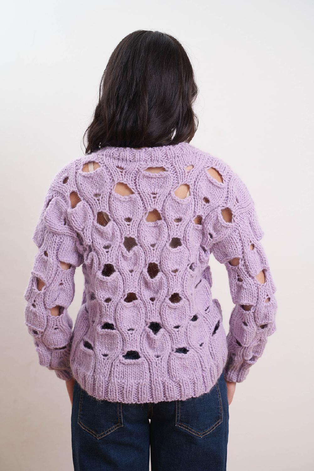 Tricot à Porter Maglia girocollo in lana traforata all over Novità