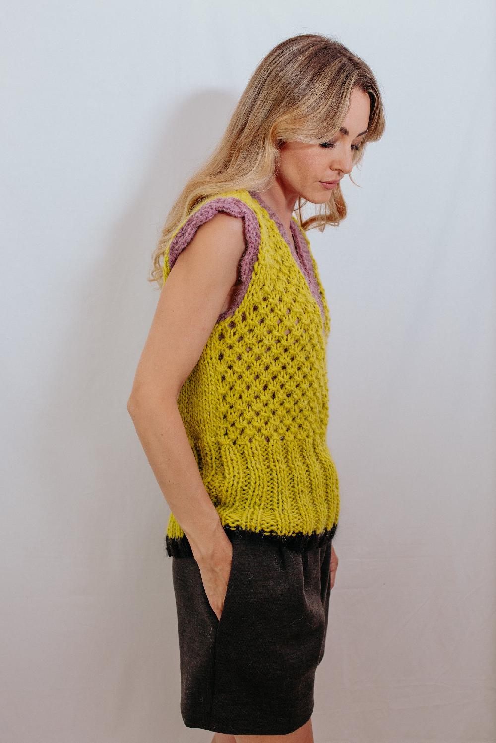 Tricot à Porter Gilet con bordo a coste alte Saldi Di Fabbrica