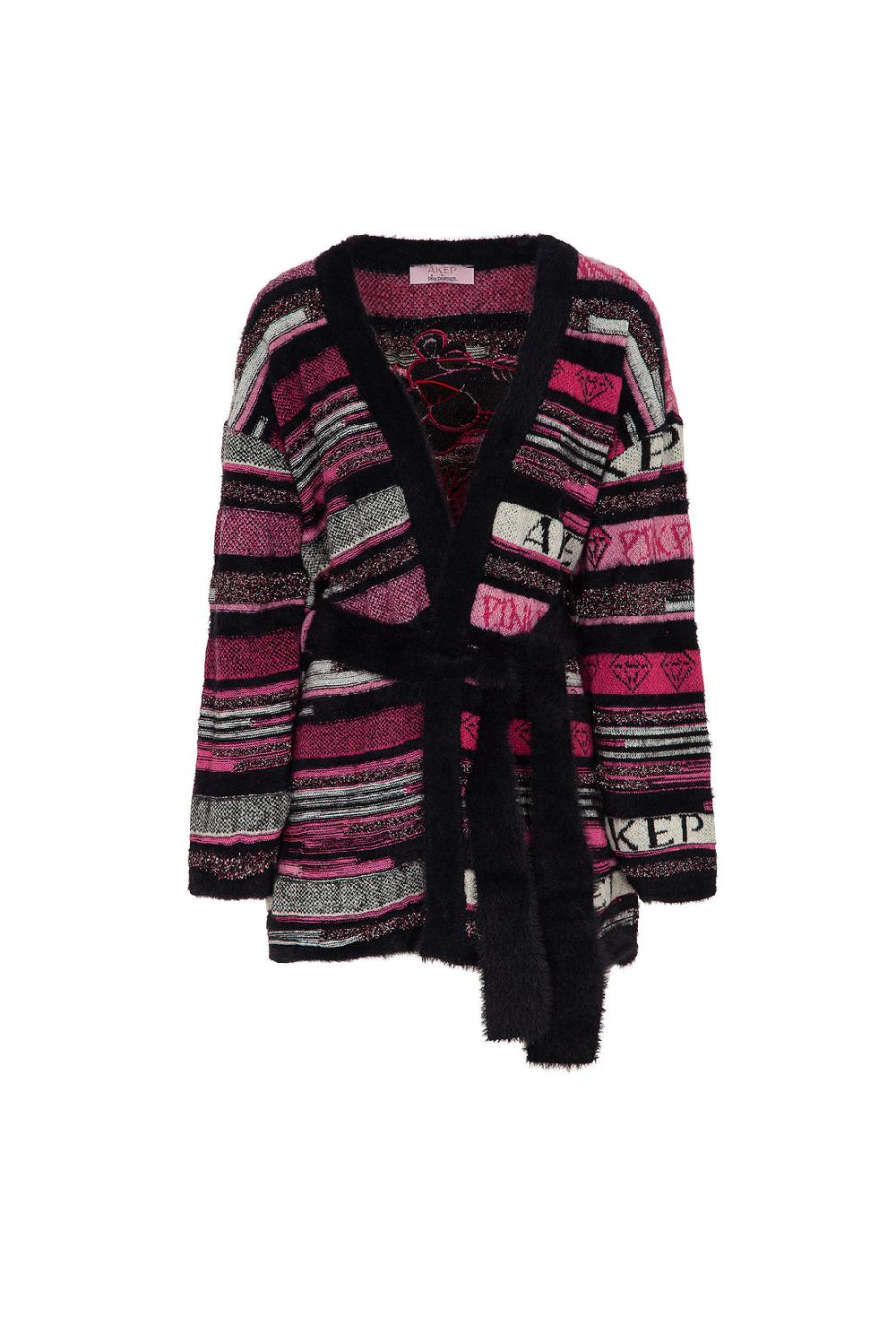 Akep CARDIGAN JACQUARD CON CINTURA - CAPSULE "AKEP X PINK PANTER" Esporta salva