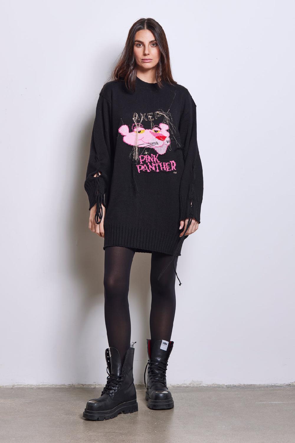Akep MAXI PULL CON INTARSIO SUL DAVANTI - CAPSULE "AKEP X PINK PANTER"
